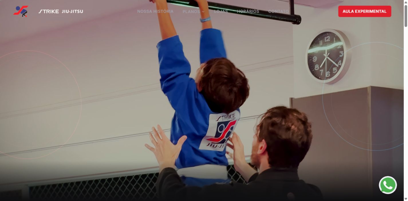 Strike Jiu Jitsu — captura real da página Home